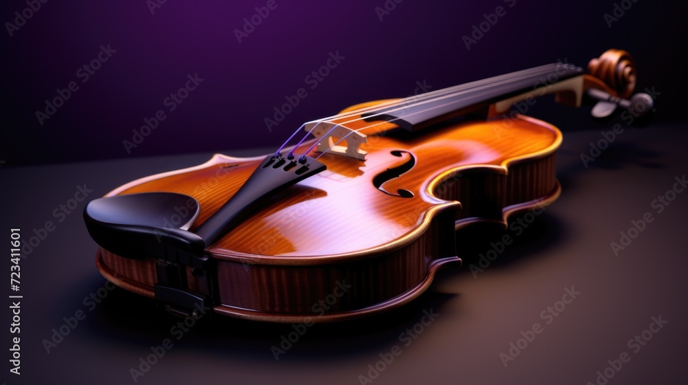 Fototapeta premium Closeup violin on isolated dark background