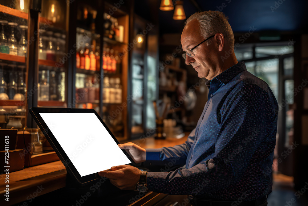 A small business owner easily managing payroll through an integrated payroll app, emphasizing the efficiency and accuracy of digital tools in business finance. Generative Ai. A small business owner easily managing payroll through an integrated payroll app, emphasizing the efficiency and accuracy of digital tools in business finance. Generative Ai.