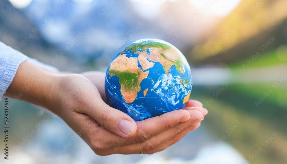Hands holding earth. Concept of protecting the world from global warming. Sustainability topic to save the world. Hands holding earth. Concept of protecting the world from global warming. Sustainability topic to save the world.