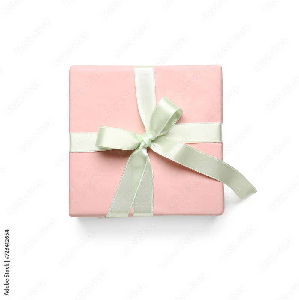 Pink gift box on white background. International Women's Day Pink gift box on white background. International Women's Day