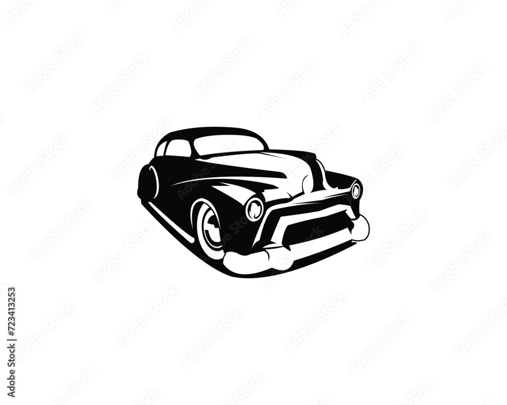 Silhouette of 1949 mercury coupe car. side view on isolated white background. Best for badges, emblems, icons, sticker designs, classic car industry. available in eps 10.