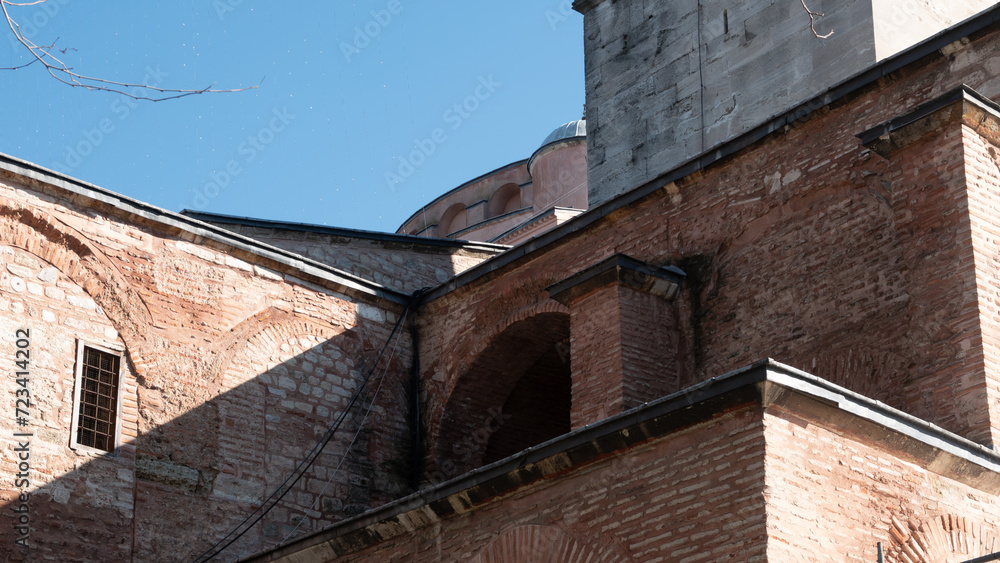 Architectural detail of the side facade of the Hagia Sophia in Istanbul, Turkey