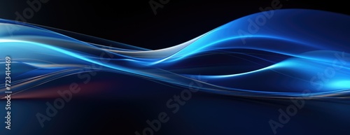 Wallpaper, abstract background, light flow in blue on black background , in the style of whiplash line, luminous