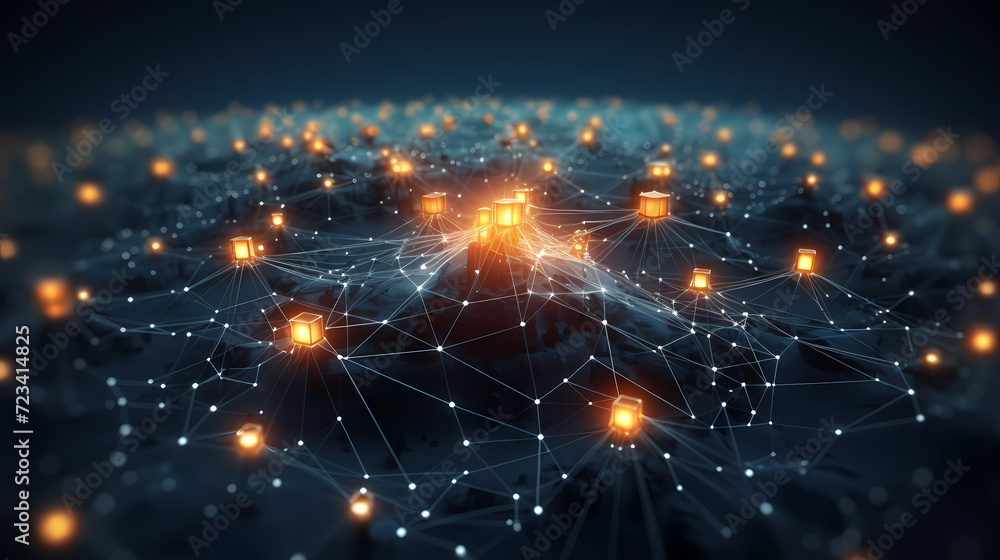 Fototapeta premium Digital technology blue rhythm wavy lines abstract graphic poster web page ppt background