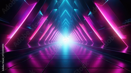 Wallpaper, abstract background, pulsating colors in a neon tunnel, dark dark purple and pink, in the style of geometric decoration