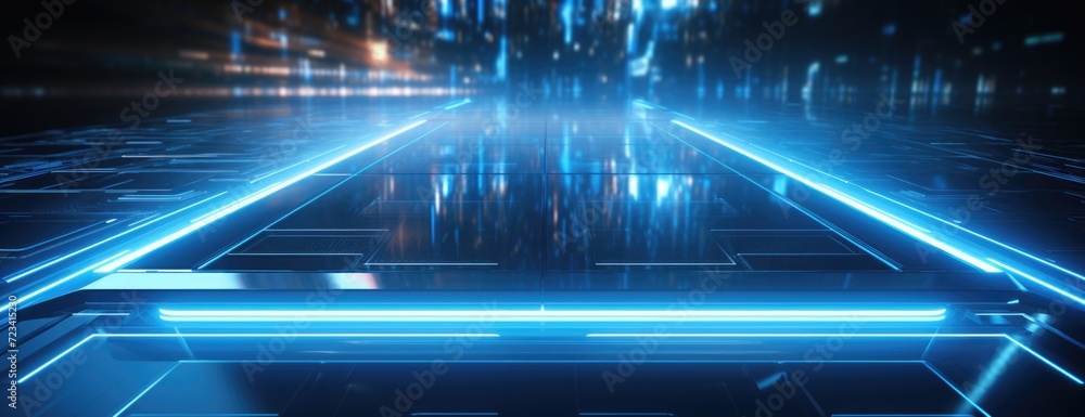 Wallpaper, abstract background, futuristic technology board background in blue light, double lines, innovative page design Wallpaper, abstract background, futuristic technology board background in blue light, double lines, innovative page design