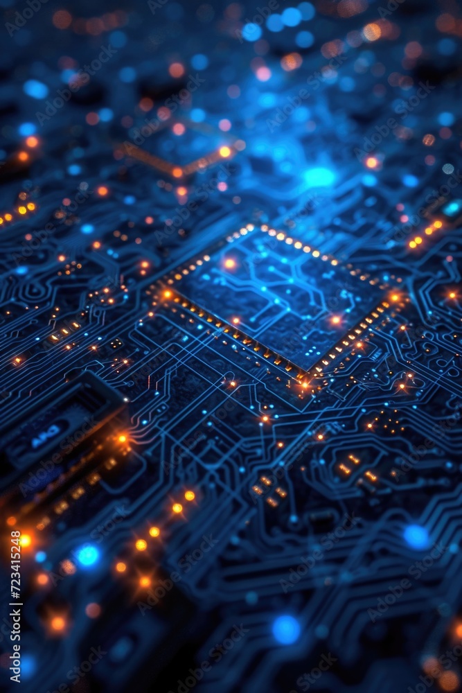 Wallpaper, abstract background, futuristic technology board background in blue light, double lines, innovative page design