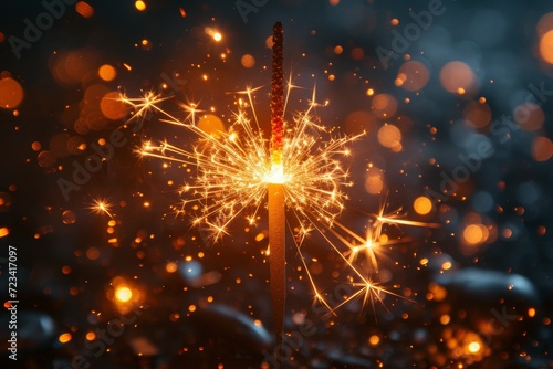 Capturing the magic of a new year s eve with a sparkling firework  illuminating the night sky with its explosive display