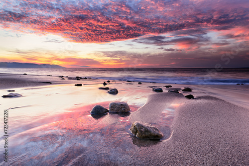 Sunset Beach Ocean Seascape Beautiful Tropical Seashore Reflection Landscape Sunrise Scenic