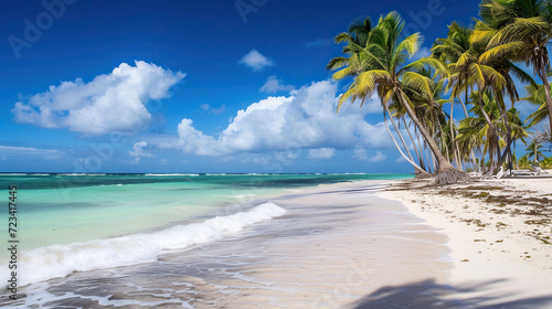 paradise tropical beach with turquoise ocean  