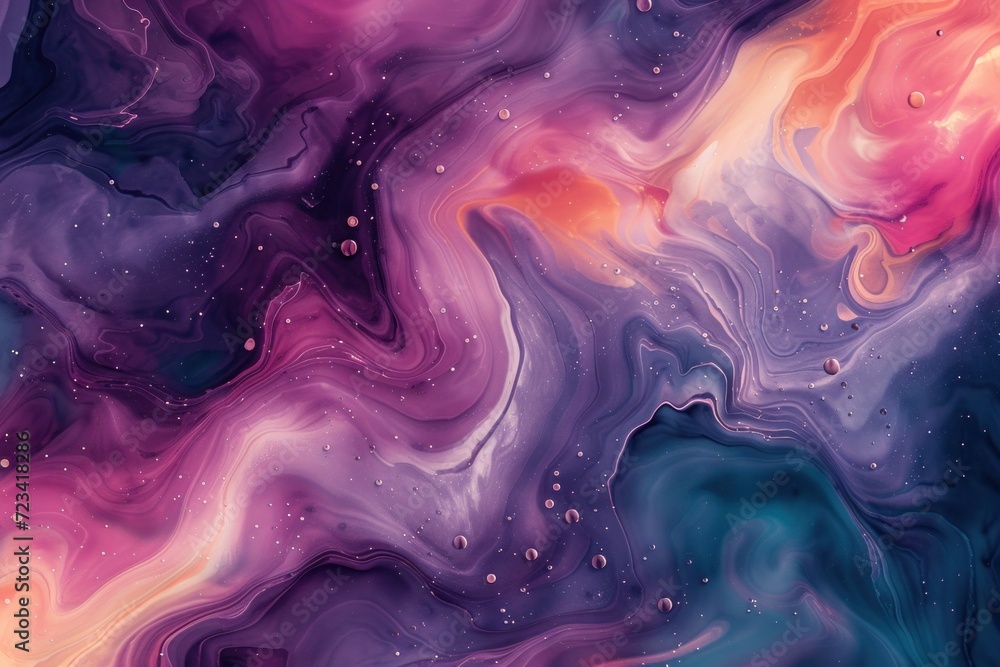 A vibrant mix of purple, pink, and orange swirls creates a dynamic and energizing abstract background