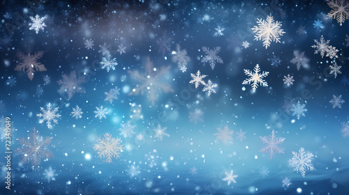 Snowflake background, snowflake border, winter holiday background, soft colors and dreamy atmosphere © Derby