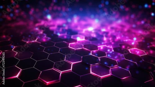 Wallpaper, abstract background, purple hexagon shaped background, in the style of neon-lit urban, dark pink and black