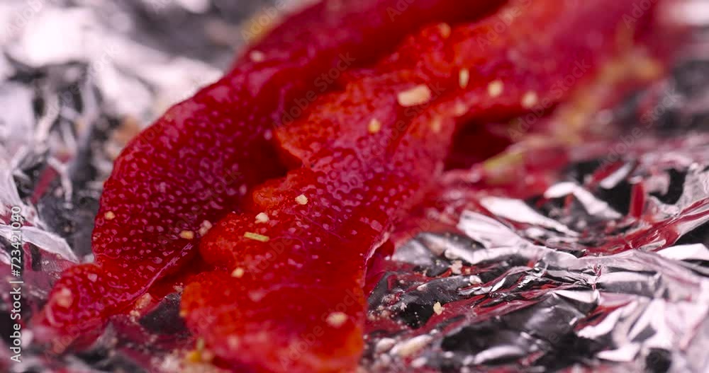 red trout caviar while cooking in foil, cooking a fish dish with expensive red salmon caviar red trout caviar while cooking in foil, cooking a fish dish with expensive red salmon caviar