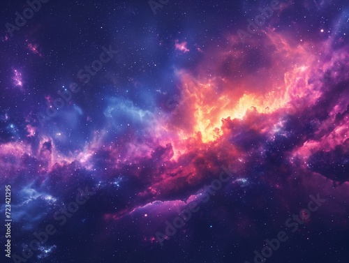 A cosmic scene using grainy gradients to depict a universe or a nebula.