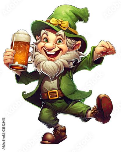 Saint Patrick's Day leprechaun isolated on a transparent background created with Generative AI technology