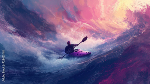 Man in Kayak Riding a Wave