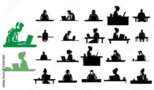 illustration of people working in the office on a white background