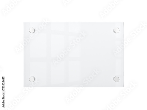 Blank glass nameplate isolated on white. 3d illustration.