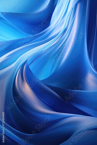blue wave background., in the style of flowing fabrics, dreamlike composition, sleek metallic finish, flatness of space