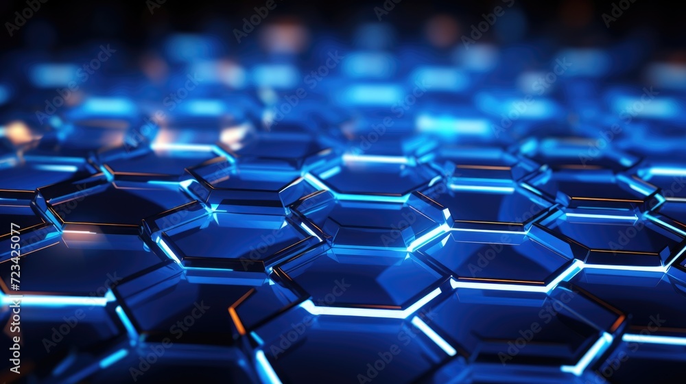 futuristic seamless background with hexagons in blue background with moving rays of light, in the style of intertwined networks futuristic seamless background with hexagons in blue background with moving rays of light, in the style of intertwined networks