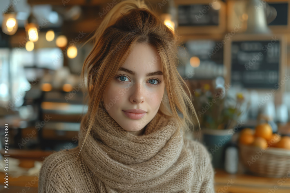A portrait in an old-fashioned café, with warm hues and grainy texture added for a retro look. Concept of vintage ambiance in modern settings. Generative Ai. A portrait in an old-fashioned café, with warm hues and grainy texture added for a retro look. Concept of vintage ambiance in modern settings. Generative Ai.