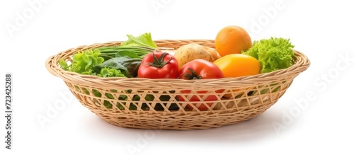 Basket for washing vegetables on white background  with path for cutting out.