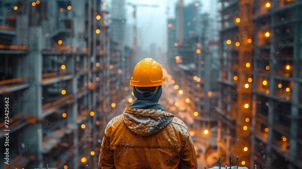 Handsome engineer man and architect working at construction site with calculate spending report Handsome engineer man and architect working at construction site with calculate spending report