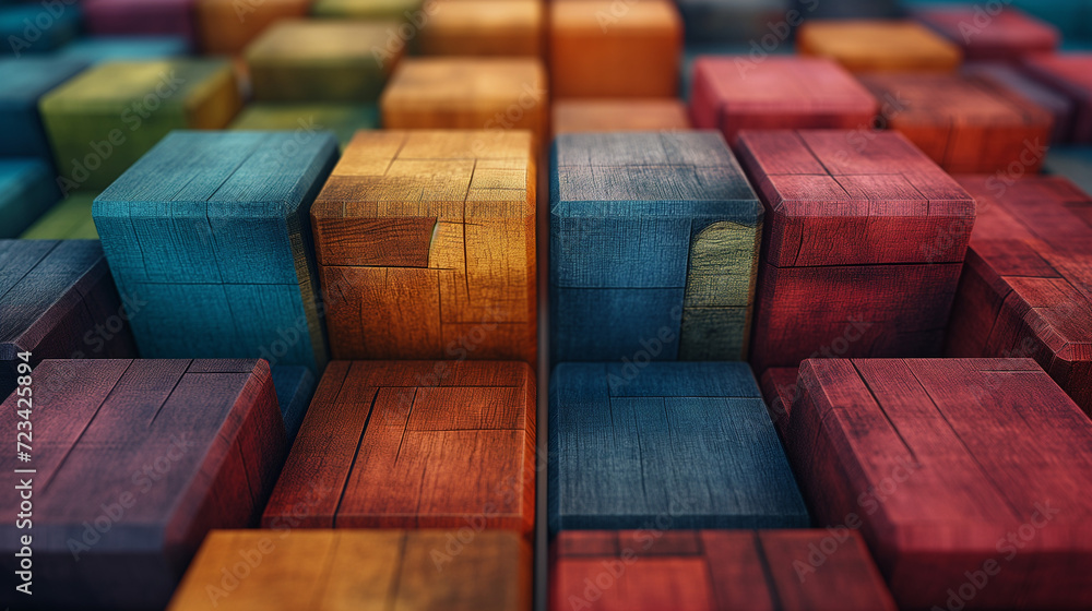 Close Up of Colorful Blocks of Wood Close Up of Colorful Blocks of Wood
