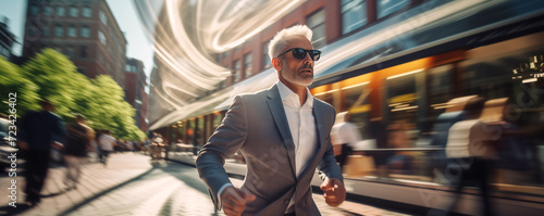 Drunk man feeling dizzy and hallucination outdoors on the city streets.