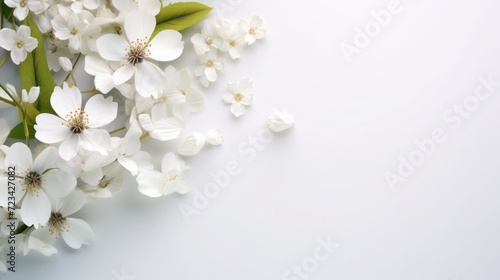 white background, texture with spring flowers. frame, place for text. template, greeting card for Mother's Day, March 8 © Svetlana