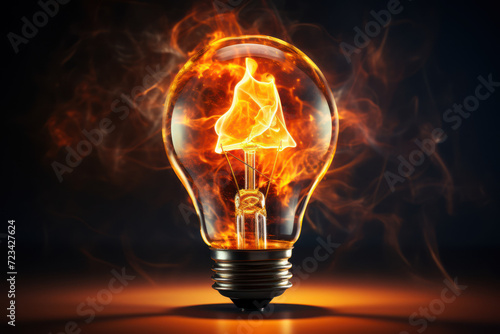 A lightbulb sparking with electricity, symbolizing the moment of inspiration that ignites a revolutionary idea. Generative Ai.