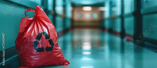 Hospital biohazard bag for infectious waste photo