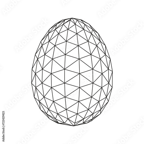 Low polygonal 3d egg structure in black lines on white background. Design element maybe for Easter, vector illustration eps10 © Albina