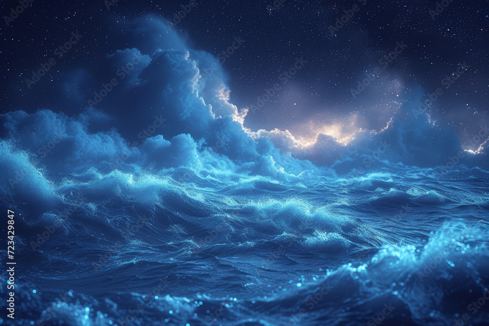 An artistic interpretation of a dream state, with soft, flowing waves blending into a starry sky. Concept of dreams and subconscious exploration. Generative Ai. An artistic interpretation of a dream state, with soft, flowing waves blending into a starry sky. Concept of dreams and subconscious exploration. Generative Ai.