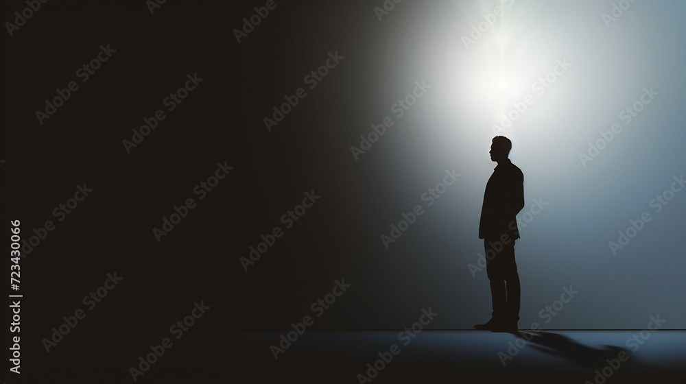 Fototapeta premium Man in the dark having an idea copy space 
