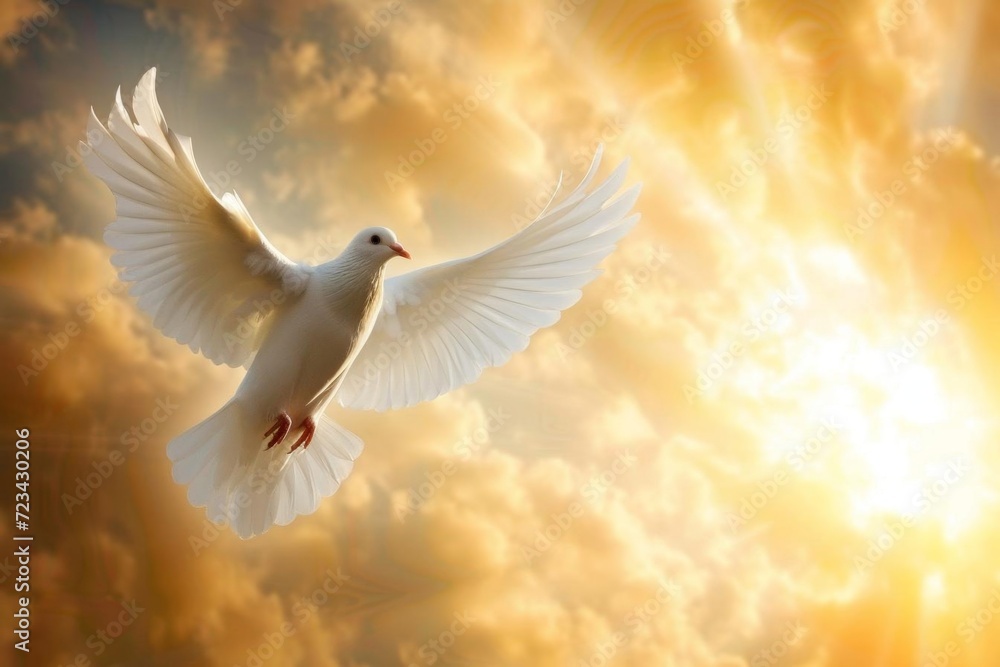Fototapeta premium Serene portrait of the holy spirit descending as a dove
