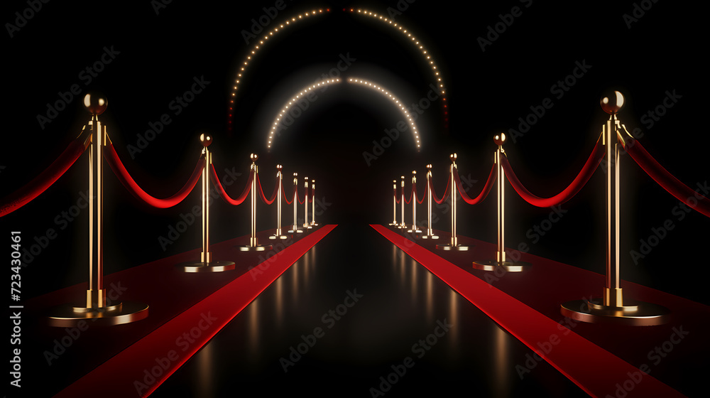 Luxurious and elegant red carpet staircase, holiday awards ceremony event Luxurious and elegant red carpet staircase, holiday awards ceremony event