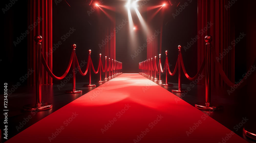 Luxurious and elegant red carpet staircase, holiday awards ceremony event Luxurious and elegant red carpet staircase, holiday awards ceremony event