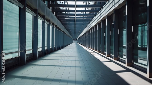 Empty Square By Modern Architectures, Pedestrian Bridge : Generative AI photo