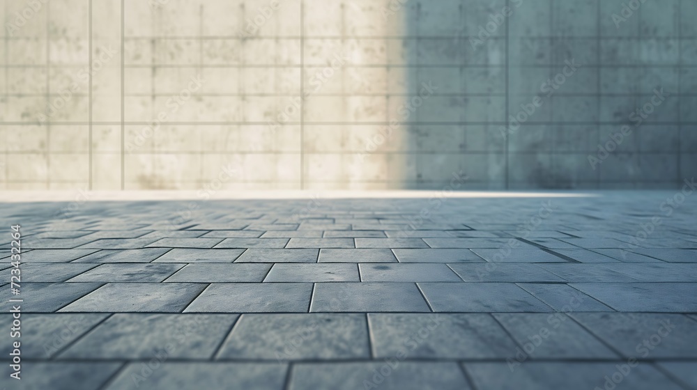 Fototapeta premium a fragment of a street city concrete wall of a building and an paving stones. Building's facade. Mocap or background for creativity : Generative AI