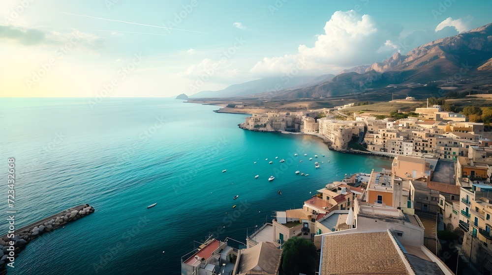 Castellammare del Golfo - beautiful coastal town in Sicily. Italy : Generative AI