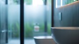 Abstract blur defocused luxury and modern bathroom and toilet interior for background. : Generative AI
