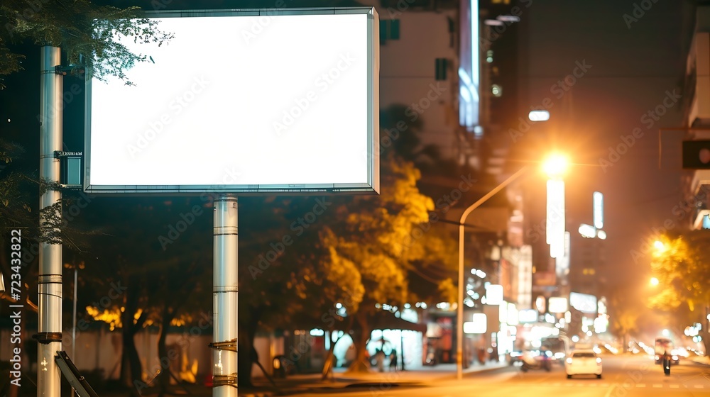 A blank billboard on one of Thailand's streets, a blank billboard with copy space for text or content, mockup of a blank billboard in a big city, evening scene. Space for your ad. : Generative AI A blank billboard on one of Thailand's streets, a blank billboard with copy space for text or content, mockup of a blank billboard in a big city, evening scene. Space for your ad. : Generative AI