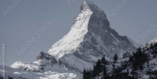 Majestic Snow-Covered Peak of the Matterhorn