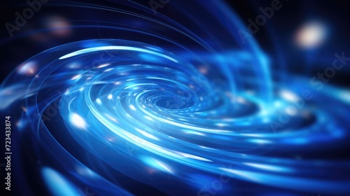 blue abstract swirl rotating with light background, in the style of grid-based, dotted, long exposure, illuminated interiors
