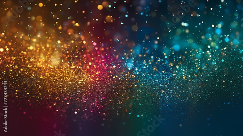 Bokeh lights background banner. Colorful abstract background with glitter, holiday decoration background © ma