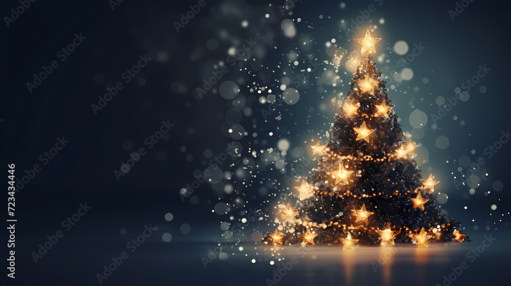 Naklejka premium Bokeh lights background banner. Colorful abstract background with glitter, holiday decoration background