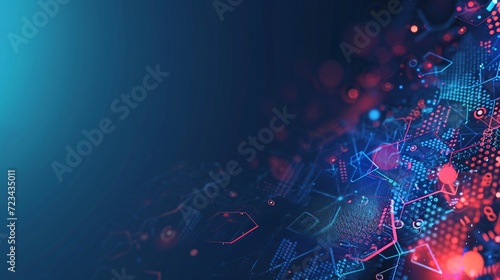 Abstract Digital Network Connectivity on Blue Background