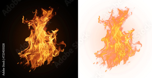 Artistic Fire Illustration on Transparent Background, Art-inspired fire illustration set against a transparent canvas